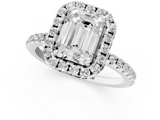 White gold Emerald Cut Halo Diamond Engagement Ring with Pave Band and Four-Prong Setting_22