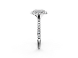 White gold Emerald Cut Halo Diamond Engagement Ring with Pave Band and Four-Prong Setting_23