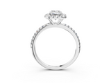 White gold Emerald Cut Halo Diamond Engagement Ring with Pave Band and Four-Prong Setting_24