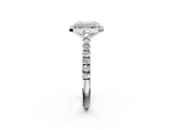White gold Emerald Cut Halo Diamond Engagement Ring with Pave Band and Four-Prong Setting_59