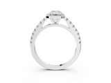 White gold Emerald Cut Halo Diamond Engagement Ring with Pave Band and Four-Prong Setting_60