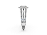 White gold Emerald Cut Halo Diamond Engagement Ring with Split Shank and Four-Prong Setting_26
