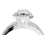 White gold Emerald Cut Halo Diamond Engagement Ring with Split Shank and Four-Prong Setting_30