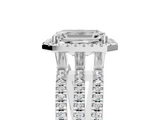 White gold Emerald Cut Halo Diamond Engagement Ring with Split Shank and Four-Prong Setting_31