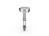 White gold Emerald Cut Halo Diamond Pave Band Ring with Four-Prong Setting_83