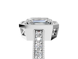 White gold Emerald Cut Halo Diamond Pave Band Ring with Four-Prong Setting_86