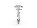 White gold Emerald Cut Halo Diamond Pave Band with Four-Prong Setting_68