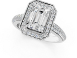 White gold Emerald Cut Halo Diamond Pave Band with Four-Prong Setting_68