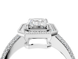 White gold Emerald Cut Halo Diamond Pave Band with Four-Prong Setting_70