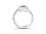 White gold Emerald Cut Halo Diamond Pave Band with Four-Prong Setting_70