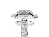 White gold Emerald Cut Halo Diamond Pave Band with Four-Prong Setting_72
