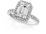 White gold Emerald Cut Halo Diamond Pave Band with Prong Setting_13