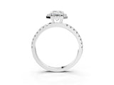 White gold Emerald Cut Halo Diamond Pave Band with Prong Setting_15