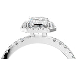 White gold Emerald Cut Halo Diamond Pave Band with Prong Setting_16