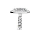 White gold Emerald Cut Halo Diamond Pave Band with Prong Setting_17