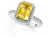 White gold Emerald Cut Halo Diamond Pave Band with Prong Setting_1
