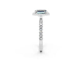 White gold Emerald Cut Halo Diamond Pave Band with Prong Setting_2