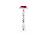 White gold Emerald Cut Halo Diamond Pave Band with Prong Setting_2
