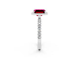 White gold Emerald Cut Halo Diamond Pave Band with Prong Setting_2