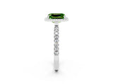 White gold Emerald Cut Halo Diamond Pave Band with Prong Setting_2