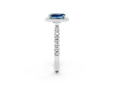 White gold Emerald Cut Halo Diamond Pave Band with Prong Setting_2
