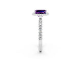 White gold Emerald Cut Halo Diamond Pave Band with Prong Setting_2