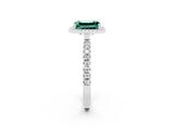 White gold Emerald Cut Halo Diamond Pave Band with Prong Setting_2
