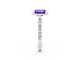 White gold Emerald Cut Halo Diamond Pave Band with Prong Setting_2