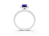 White gold Emerald Cut Halo Diamond Pave Band with Prong Setting_3