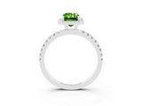 White gold Emerald Cut Halo Diamond Pave Band with Prong Setting_3