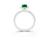 White gold Emerald Cut Halo Diamond Pave Band with Prong Setting_3