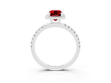 White gold Emerald Cut Halo Diamond Pave Band with Prong Setting_3
