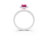 White gold Emerald Cut Halo Diamond Pave Band with Prong Setting_3