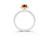 White gold Emerald Cut Halo Diamond Pave Band with Prong Setting_3