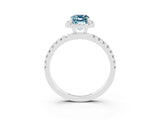 White gold Emerald Cut Halo Diamond Pave Band with Prong Setting_3