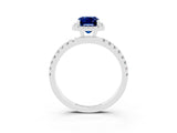 White gold Emerald Cut Halo Diamond Pave Band with Prong Setting_3