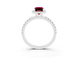 White gold Emerald Cut Halo Diamond Pave Band with Prong Setting_3