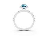 White gold Emerald Cut Halo Diamond Pave Band with Prong Setting_3