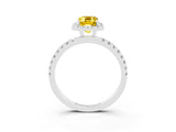 White gold Emerald Cut Halo Diamond Pave Band with Prong Setting_3