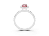 White gold Emerald Cut Halo Diamond Pave Band with Prong Setting_3