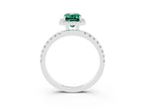 White gold Emerald Cut Halo Diamond Pave Band with Prong Setting_3