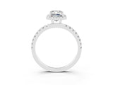 White gold Emerald Cut Halo Diamond Pave Band with Prong Setting_3