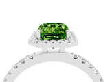 White gold Emerald Cut Halo Diamond Pave Band with Prong Setting_4