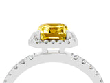 White gold Emerald Cut Halo Diamond Pave Band with Prong Setting_4