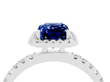 White gold Emerald Cut Halo Diamond Pave Band with Prong Setting_4