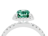 White gold Emerald Cut Halo Diamond Pave Band with Prong Setting_4