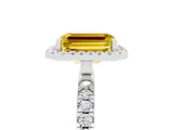 White gold Emerald Cut Halo Diamond Pave Band with Prong Setting_5