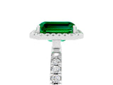 White gold Emerald Cut Halo Diamond Pave Band with Prong Setting_5