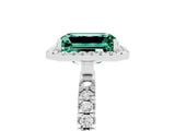 White gold Emerald Cut Halo Diamond Pave Band with Prong Setting_5