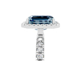 White gold Emerald Cut Halo Diamond Pave Band with Prong Setting_5